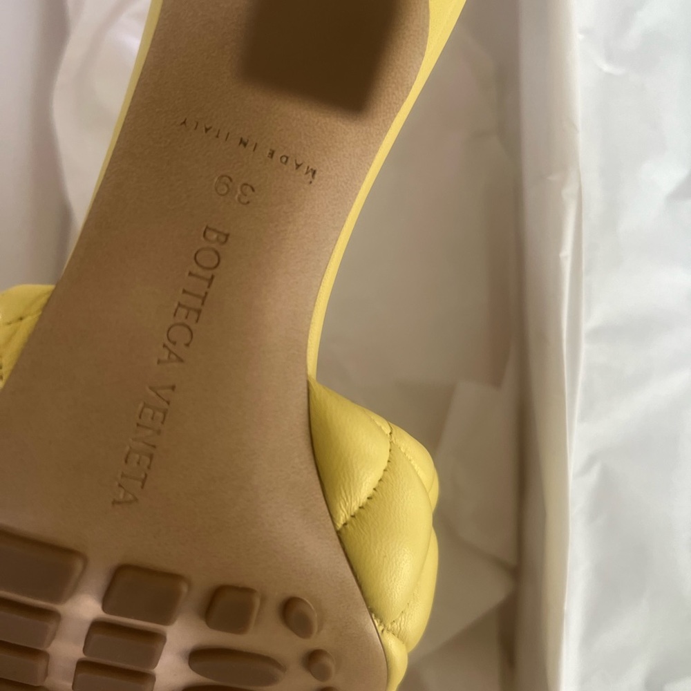 Bottega Veneta Lemon Yellow Padded Slide Sandals - Picture 6 of 11